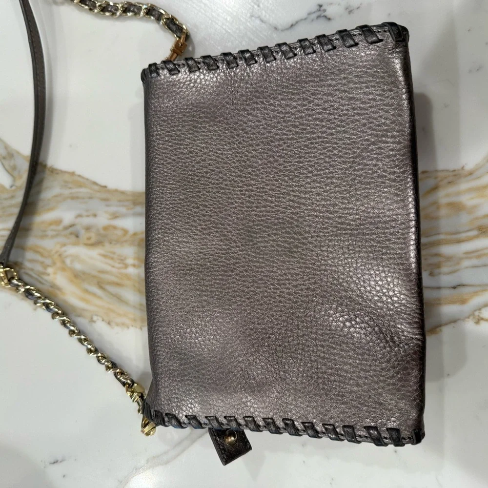 Tory Burch Gray Leather Crossbody Bag with Braided Design - Picture 4 of 5
